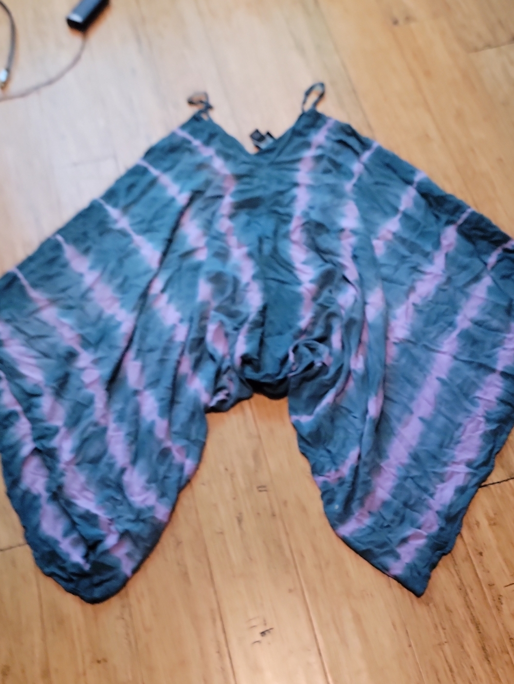 Tie-Dye Wide Leg Jumpsuit With Harem Pants - Green & Purple